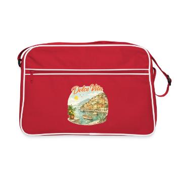 Dolce Vita Küstenidylle - Retro Tasche - Rot/Weiß - Vorne