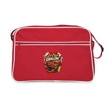 Allons faire griller – Graphismes BBQ amusants - Sac Retro - rouge/blanc - Devant