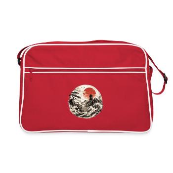 Pagode en rouge tempête au bord de la mer - Sac Retro - rouge/blanc - Devant