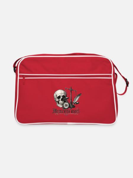 Memento Mori Crâne et Horloge - Sac Retro - rouge/blanc - Devant