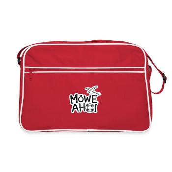 Möwe Ahoy Nautik Sticker - Retro Tasche - Rot/Weiß - Vorne