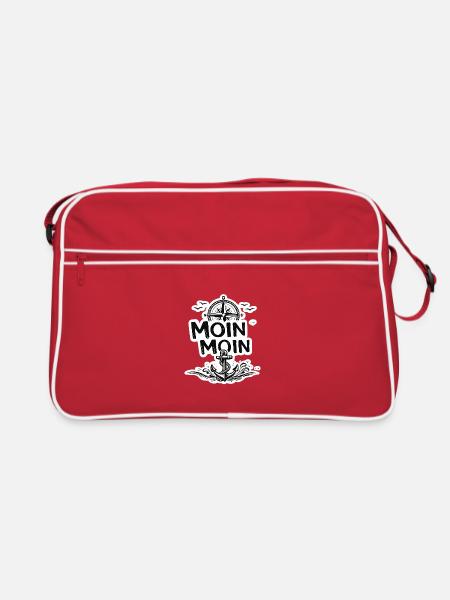 Moin Moin Compass Anchor Shirt - Retro Bag - red/white - Front