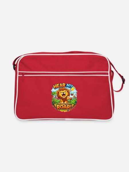 Lion roars in the jungle - Retro Bag - red/white - Front