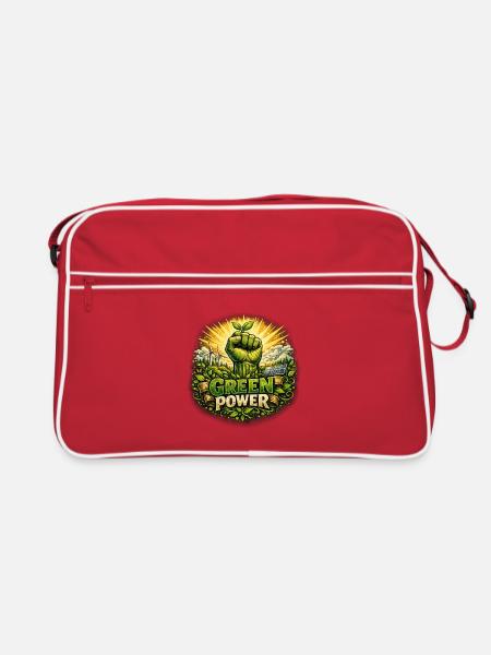 Green Power : Poings Focus Environnementaux - Sac Retro - rouge/blanc - Devant