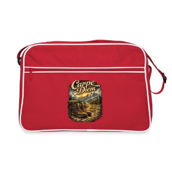 Carpe Diem Bergwanderer - Retro Tasche - Rot/Weiß - Vorne