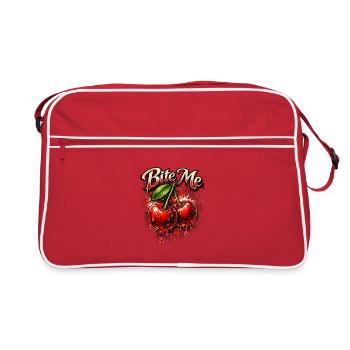 Beiß Mich Kirschen Grafik - Retro Tasche - Rot/Weiß - Vorne