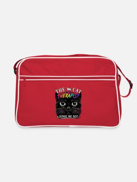 Cat Therapy: Colorful Paw Dreams - Retro Bag - red/white - Front