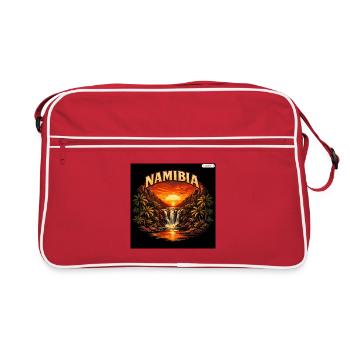 Namibia Sonnenuntergang Palmenfall - Retro Tasche - Rot/Weiß - Vorne