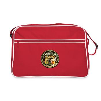 Tankstelle Bier Vintage Badge - Retro Tasche - Rot/Weiß - Vorne