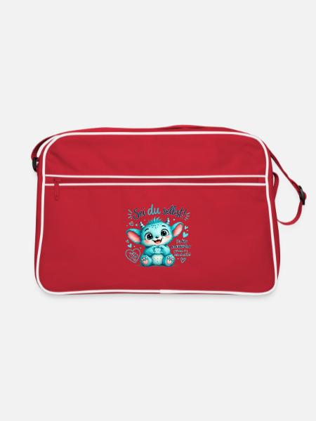 Sei du selbst Lumi Mutmachmonster - Retro Tasche - Rot/Weiß - Vorne