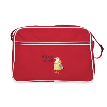 Wat mutt dat mutt Seemöwe Hoodie - Retro Tasche - Rot/Weiß - Vorne