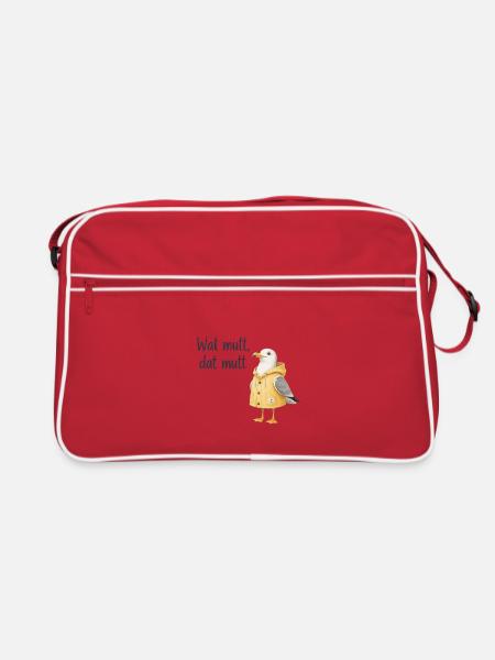 Wat mutt dat mutt Seemöwe Hoodie - Retro Tasche - Rot/Weiß