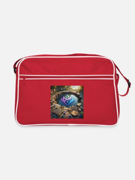 Flammenemblem im Ruinensumpf - Retro Tasche - Rot/Weiß - Vorne