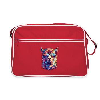 Llama in neon sunglasses - Retro Bag - red/white - Front