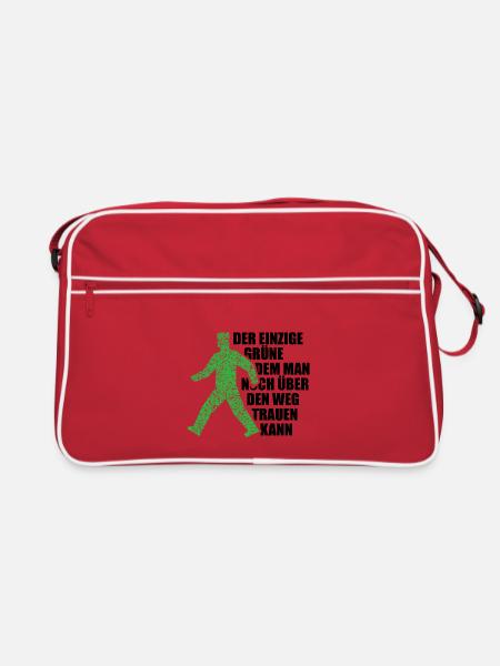 Der einzige Grüne dem man über den Weg trauen kann - Retro Tasche - Rot/Weiß - Vorne