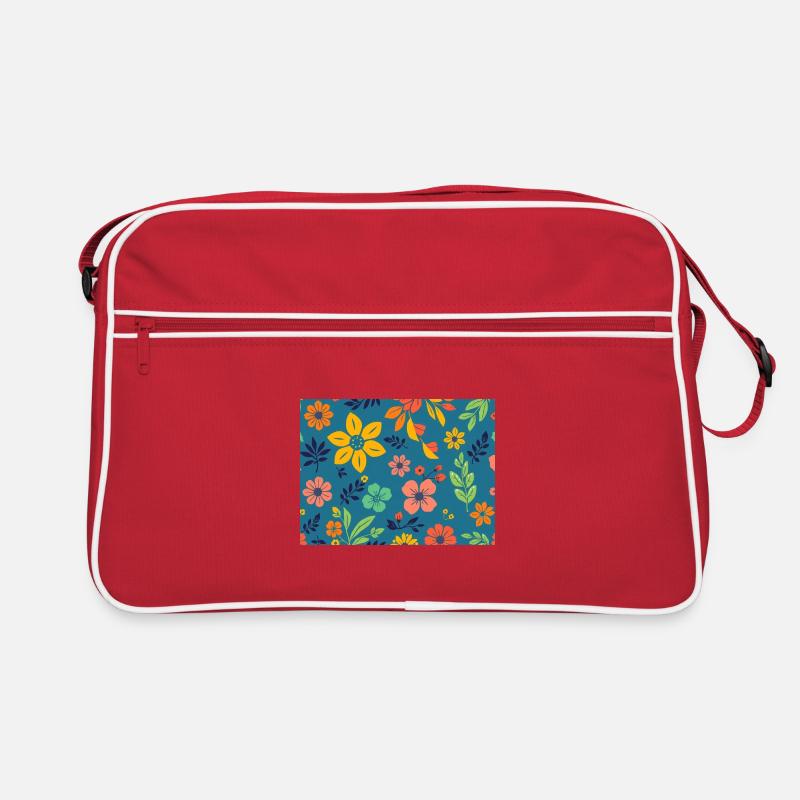 Retro style floral pattern on dark blue Retro Bag