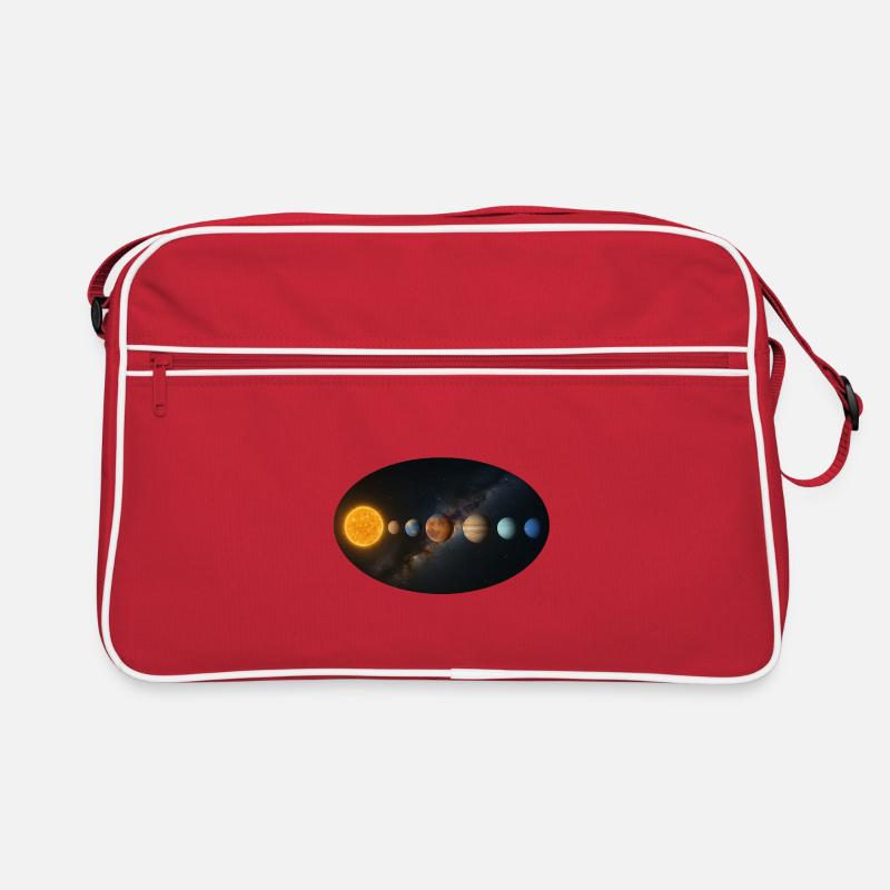 Sonne - Sonnensystem - Planeten - Retro Tasche - Rot/Weiß