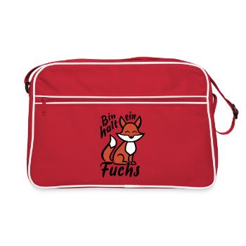 Bin halt ein Fuchs - schlau und clever - Sticker - Retro Tasche - Rot/Weiß - Vorne