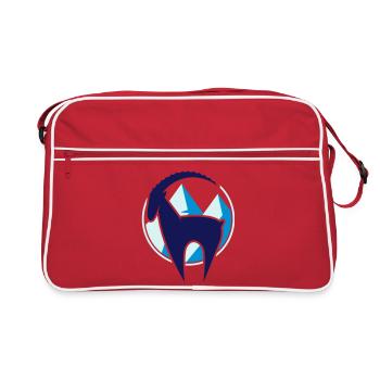 Steinbock und Gebirge Button - Retro Tasche - Rot/Weiß - Vorne