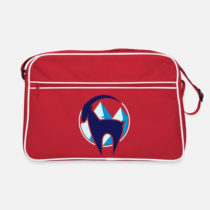 Steinbock und Gebirge Button Retro Tasche