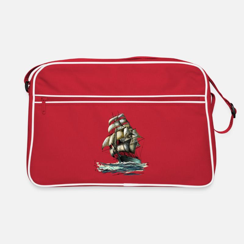 Segelschiff - Retro Tasche - Rot/Weiß
