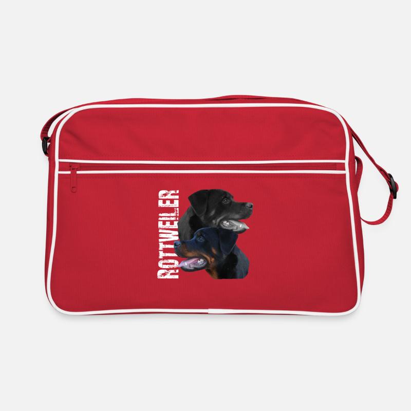 Rottweiler Wachhund Kampfhund Hundebesitzer Hunde - Retro Tasche - Rot/Weiß