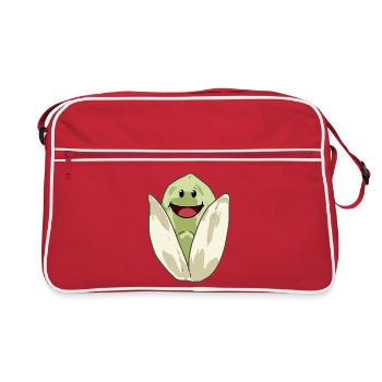 Pistazien Nuss Nüsse Speise Nahrung Vegan - Retro Tasche - Rot/Weiß - Vorne