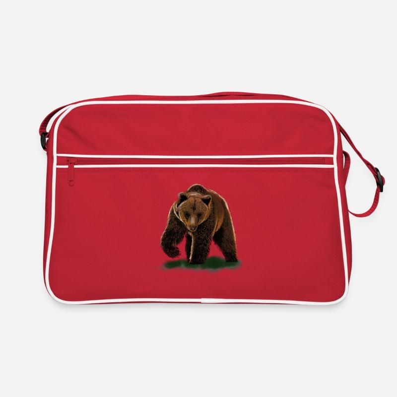 Bär - Retro Tasche - Rot/Weiß