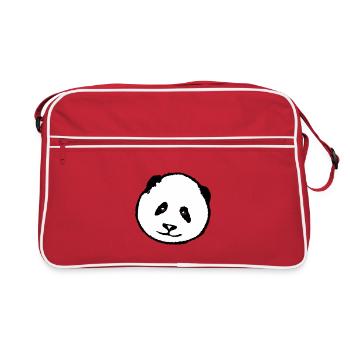Panda animal motif - Retro Bag - red/white - Front
