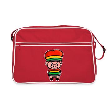 Doux cochon de la Jamaïque - design - Sac Retro - rouge/blanc - Devant
