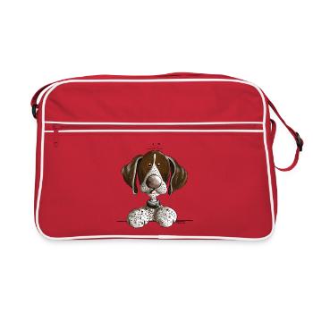 Drolliger Deutsch Kurzhaar - Retro Tasche - Rot/Weiß - Vorne