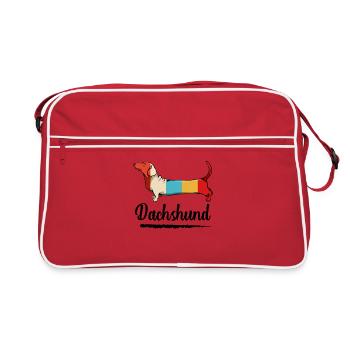 Colorful Dachshund Color Blocks - Retro Bag - red/white - Front