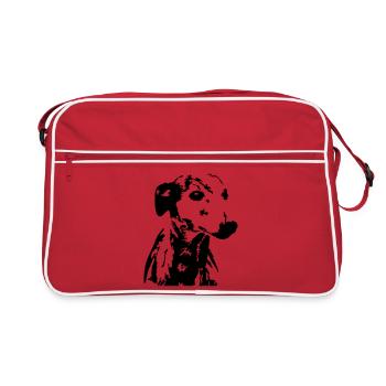 Tête de whippet - Sac Retro - rouge/blanc - Devant