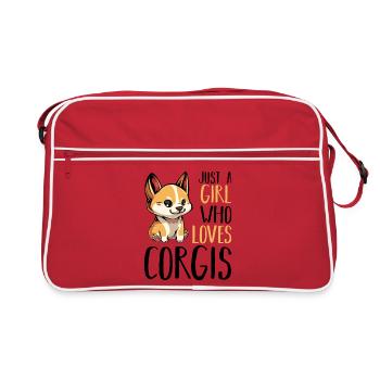 Corgi girl loves dogs - Retro Bag - red/white - Front