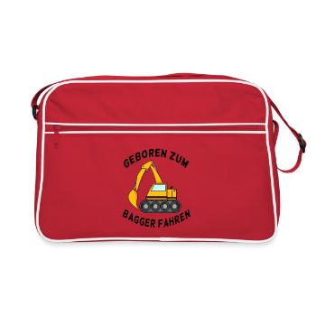 Neugeborenes Geschenk Bagger Spruch - Retro Tasche - Rot/Weiß - Vorne