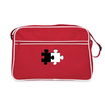 Puzzle Schwarz Weiß - Retro Tasche - Rot/Weiß - Vorne