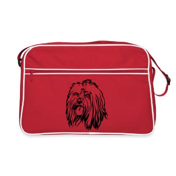 Tibet Terrier Head - Retro Bag - red/white - Front