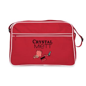 Crystal Mett -wenn gehacktes deine Droge ist - Retro Tasche - Rot/Weiß - Vorne