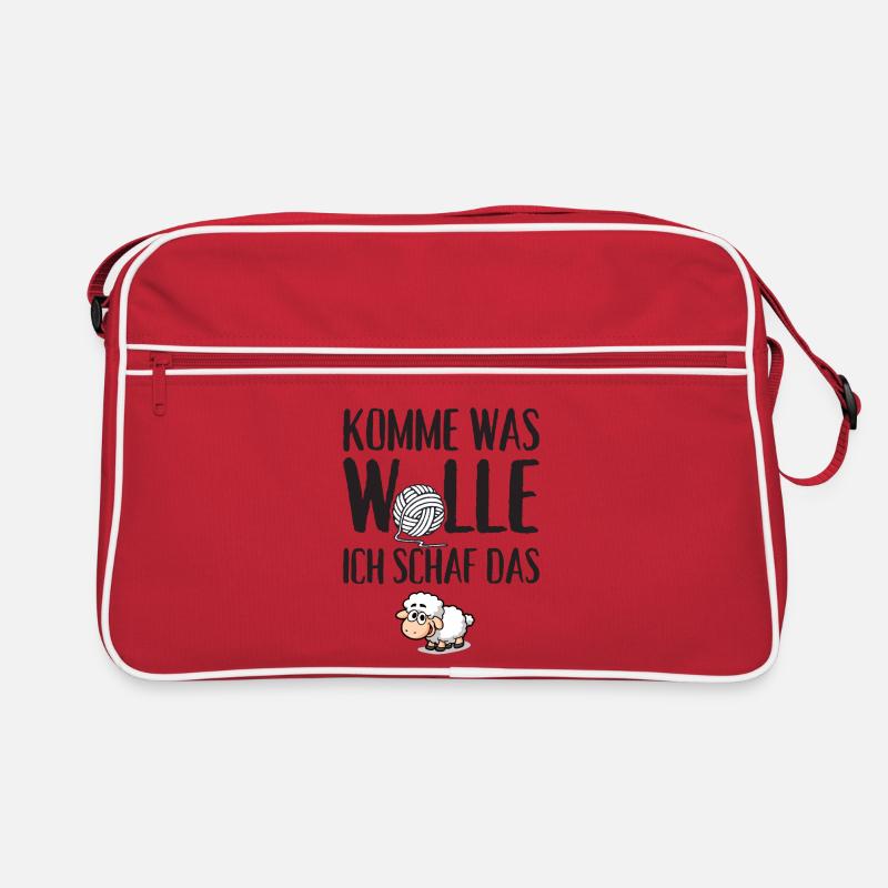 Komme was Wolle ich Schaf das - Retro Tasche - Rot/Weiß
