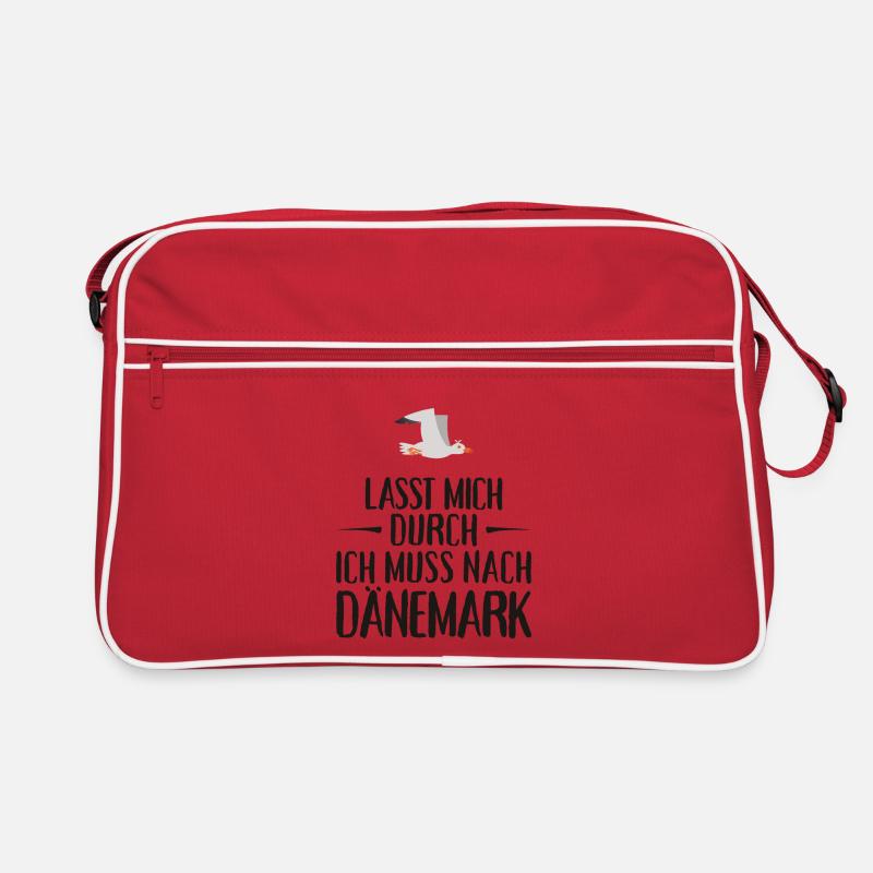 Lasst mich durch ich muss nach Dänemark Möwe - Retro Tasche - Rot/Weiß