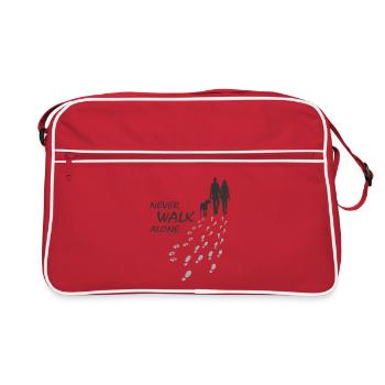Chien - NE JAMAIS MARCHER SEUL, Homme Femme, Promenade - Sac Retro - rouge/blanc - Devant