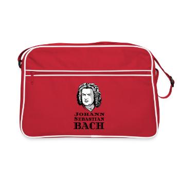 Johann Sebastian Bach Porträt - Retro Tasche - Rot/Weiß - Vorne
