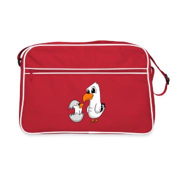 Mouette avec bébé Mouette - Sac Retro - rouge/blanc - Devant
