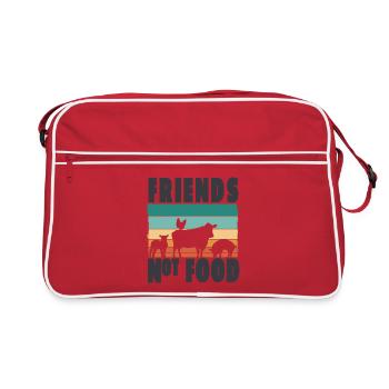 Bien-être animal Végétalien Végétarien Amis pas De Nourriture - Sac Retro - rouge/blanc - Devant