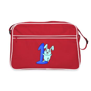 1 Jahr alt 1 Geburtstag Geschenk - Retro Tasche - Rot/Weiß - Vorne