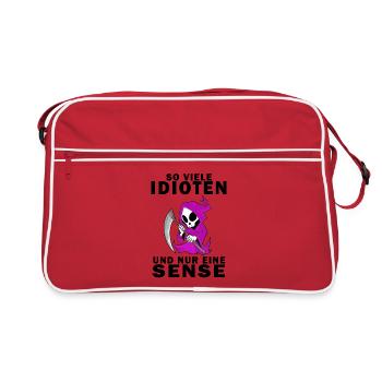 Sensenmann Damen Sarkastisch Provokation - Retro Tasche - Rot/Weiß - Vorne