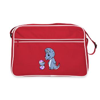 Dinosaurs with Baby Dinosaurs - Retro Bag - red/white - Front