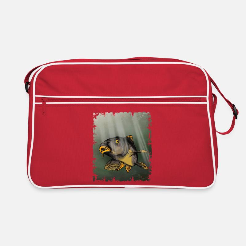 Karpfenfischen Unterwasserfisch-Design - Retro Tasche - Rot/Weiß