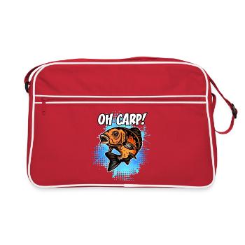 Oh Carp Funny Carp Fishing Design - Retro Bag - red/white - Front