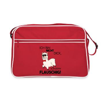 Alpaka - Ich bin nicht dick - Retro Tasche - Rot/Weiß - Vorne